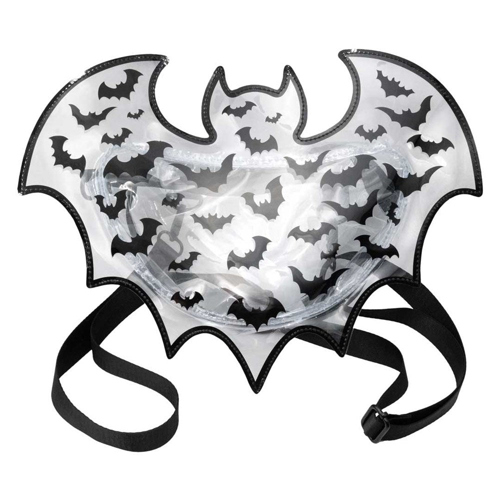 Bat Shaped Clear Vinyl Backpack Purse