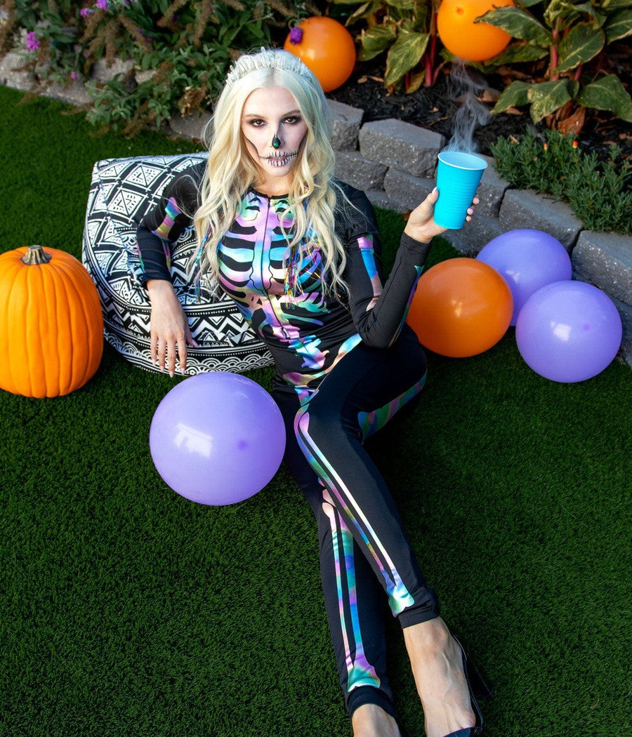 Iridescent Skeleton Bodysuit Costume