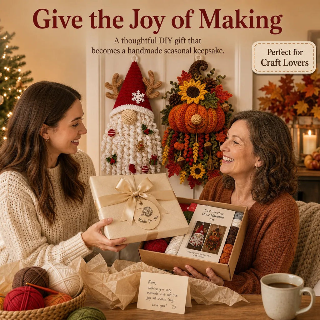 ⏳ Last Day 49% OFF – 🧶 DIY Seasonal 3D Crochet Door Hanger Kit Collection | Coordinated Yarn, Filling, Accessories & Step-by-Step Instructions Included 💕